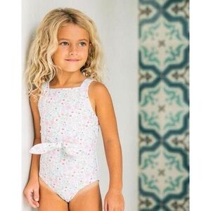 Minnow girls emerald floral tie front one piece